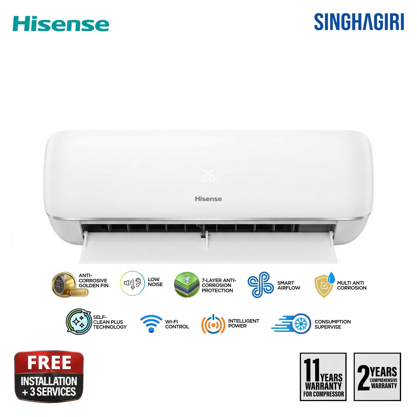 Hisense K Series 12000 BTU Inverter Air Conditioner with Wi-Fi